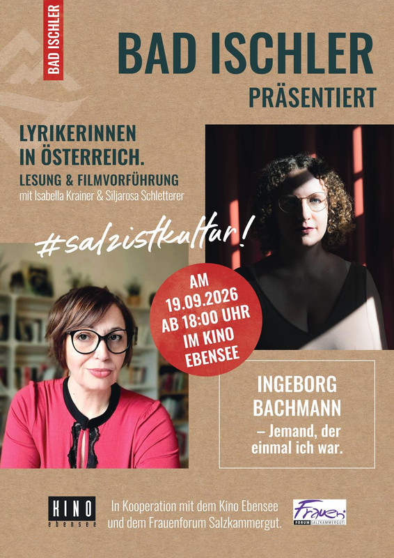 LYRIKERINNEN IN ÖSTERREICH: Lesung & Filmvorführung  - Kino Ebensee